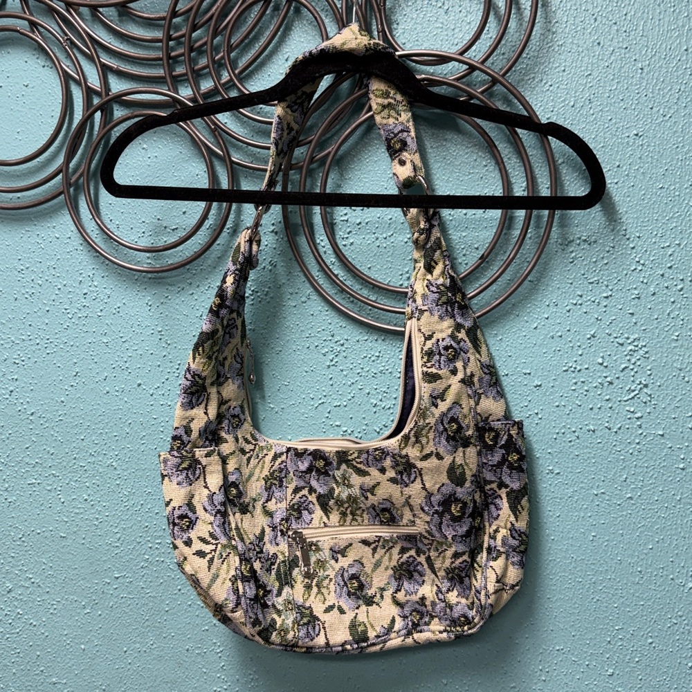 Floral Blue and Cream Women's Bag